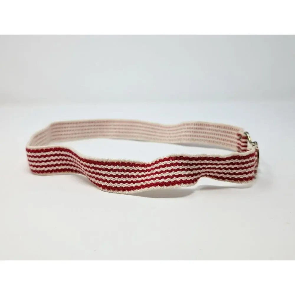 Vintage 80s Belt Red White Stripe Elastic Stretch Women's 26.5 Inches XS S
